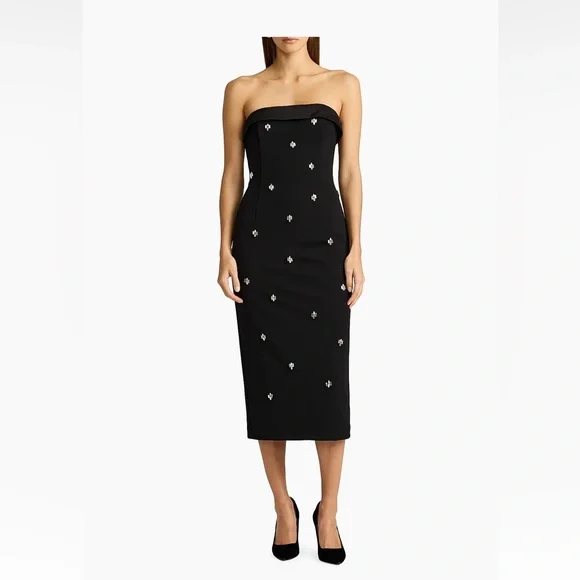 zac posen strapless floral embroidered midi dress Zac Posen Women's Strapless Tulle Gown - Lavender